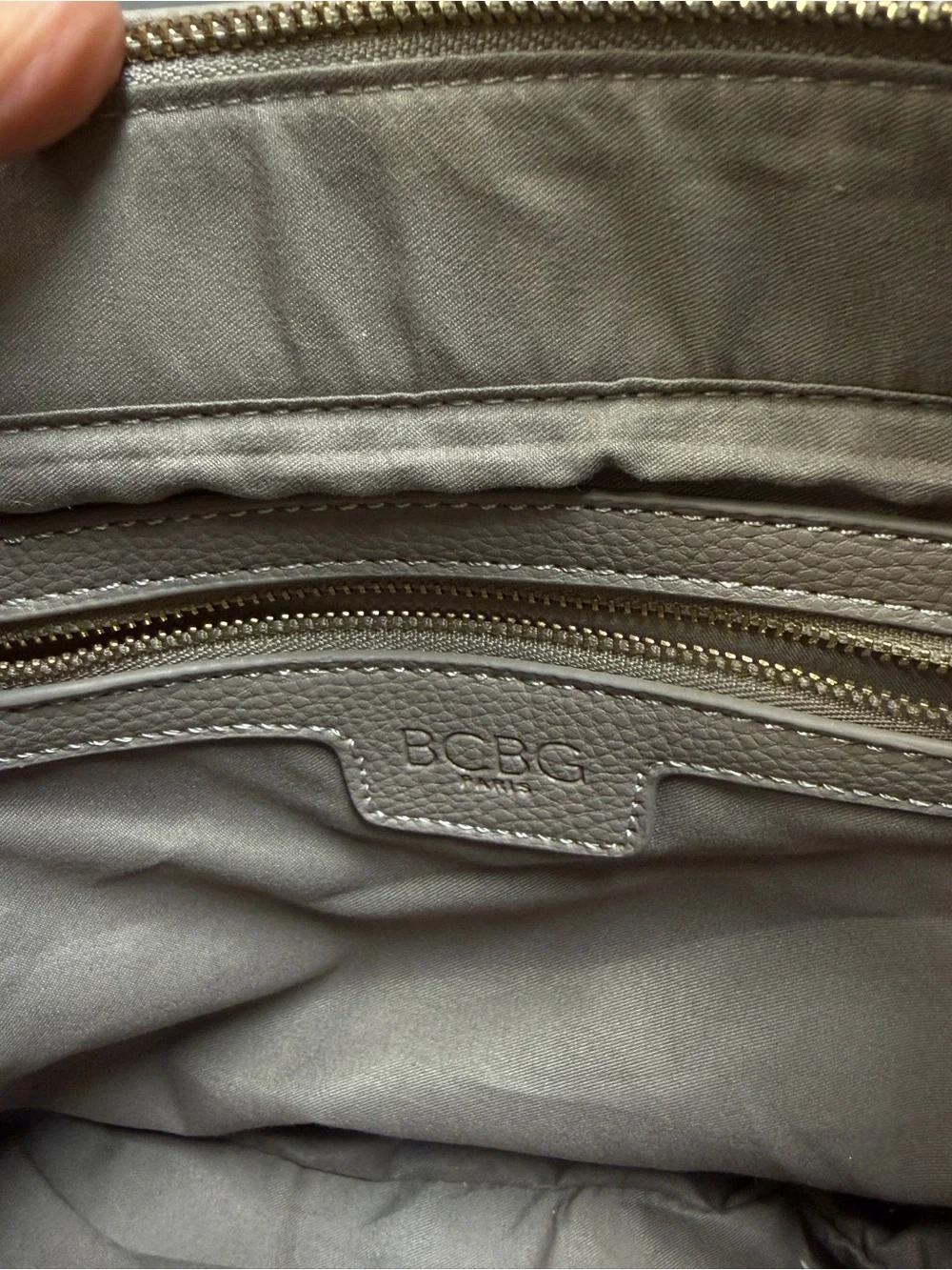 BCBG Taupe Pebble Leather Top-Handle‎ Satchel